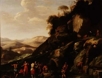 Paysans dansant dans un paysage