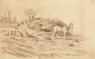 Un Cheval Tirant une Traîne