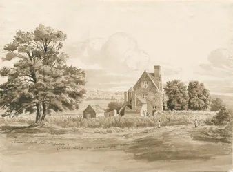 Tettenhall - Perton Hall : dessin au lavis sépia, 9 août 1820
