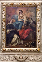Église SS Salvatore, intérieur, autel du Rosaire, Notre-Dame du Rosaire, toile de Corrado Giaquinto (1703-1766), Poggiardo, Lecce, Pouilles (photo)