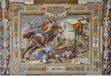 Scène de bataille, tirée des Actes de Godefroy de Bouillon à la prise de Jérusalem, vers 1589-94 (fresque)