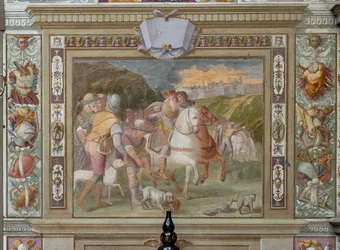 Scène de chasse, tirée des Actes de Godefroy de Bouillon, vers 1589-94 (fresque)