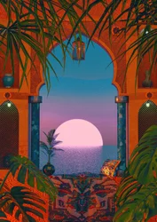Arc-en-ciel tropical au coucher du soleil