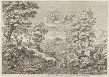 Apollon et une nymphe menant un lion