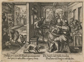 Banquet avec musiciens, vers 1600