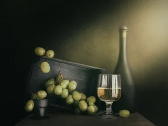 Vin blanc et raisins