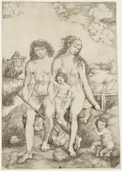 Adam et Ève avec les enfants Caïn et Abel