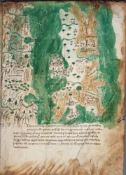 Carte de Corfou et du continent adjacent, vers 1420