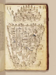 Carte de Constantinople, illustration du "Liber Insularum Archipelagi"