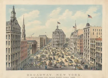 Broadway, New York : Depuis le bâtiment Western Union Telegraph en regardant vers le nord
