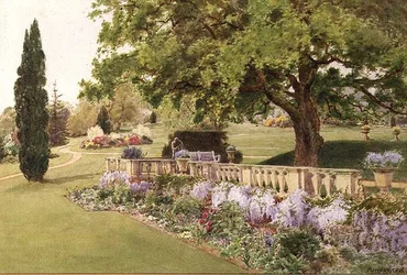 Jardins formels vus de la bordure herbacée