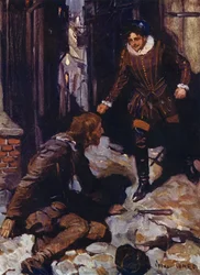 Il tomba sur les pavés, et je me tenais au-dessus de lui pendant qu