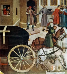 Le corbillard, détail de la Vie de Saint Venceslas dans la chapelle, 1520