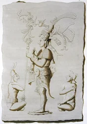Un roi, sculpture du Palais, Palenque, Chiapas, Mexique