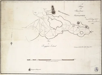 Plan du port près de Singapour par le capitaine D.L. Ross, FRS Marine Surveyor General