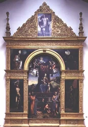Vierge et Enfant en trône avec des Saints