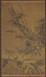 Zhong Kui et démons traversant un pont