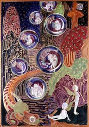 Plaque en lustre de Fairyland Wedgwood, vers 1917