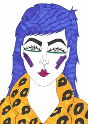 Cheveux bleus, 2018 (feutre sur papier)