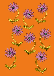 Marguerites répétées fond orange (numérique)