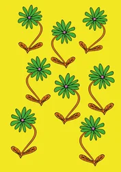 Marguerites répétées fond jaune (numérique)