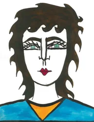 Mullet Hair, 2024 (plume et peinture sur papier)