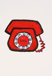 Téléphone rouge, 2017 (encre de Chine rouge et stylo-feutre sur papier)