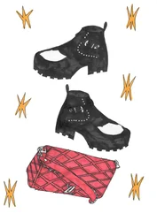 Redbag  boots, 2016 (feutre sur papier)
