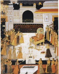 Maharaja Abhai Singh regardant un spectacle de danse