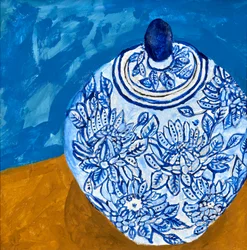 Élégant pot à fleurs bleu