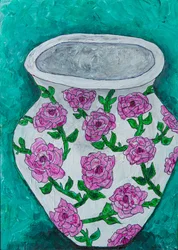 Vase de roses roses