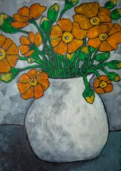 Vase rustique à fleurs d