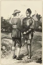 Hopeful et Christian de The Pilgrims Progress From This World, To That Which Is To Come par John Bunyan (1628-1688) illustration par Thomas Dalziel (1823-1906) Hopeful de la ville de Vanity rejoint Christian