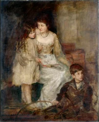 Portrait de Mme Walker et de ses enfants (huile sur toile)