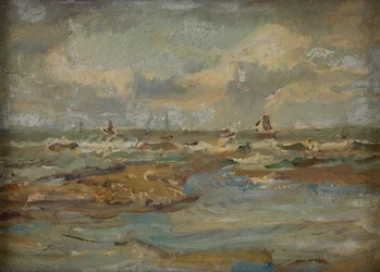 Mer agitée, Yorkshire (huile sur carton)