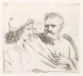 Jeune homme et vieil homme avec des yeux perçants