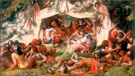 Alfred le roi saxon, déguisé en ménestrel, dans la tente de Guthrum le Danois, vers 1852