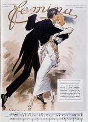 Couple dansant le tango - illustration de Daniel De Losques - dans «Femina» du 15/10/1913