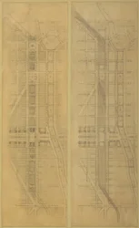 Planche 79 2 Dessins du Plan de Chicago, 1909: Emplacement et disposition suggérés de la...