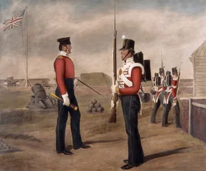 Major Thomas Egerton et une sentinelle, 77e régiment (The East Middlesex), Portsmouth