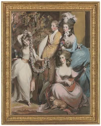 Portrait en pied de Mary Sturt de Crichel (1740-1807) avec ses trois enfants aînés, Diana, Mary et Humphry (détail)