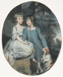 Cropley Ashley-Cooper (futur 6e comte de Shaftesbury) avec sa sœur Mary Anne Ashley-Cooper, future Lady Sturt of Crichel, vers 1776 (pastel avec craie noire et rouge et mine de plomb).