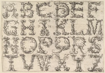 Alphabet majuscule romain orné, vers 1520