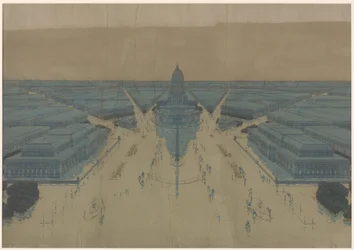 Vue de la place et des bâtiments proposés pour le Civic Center, plan de Chicago de 1909