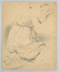 Étude de draperie pour une figure agenouillée dans "Communion des malades"