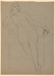 Dessin, Nu féminin assis, 1870-80