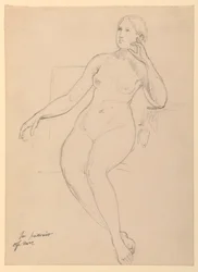 Dessin, Nu féminin assis, 1870-80