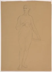 Dessin, nu féminin debout, 1850-60