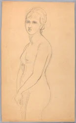 Dessin, nu féminin debout, 1860-70