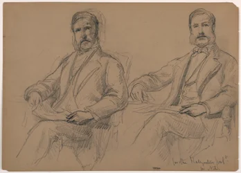 Dessin, Julius Hallgarten assis, deux études ; verso : M. Hunt debout, 1884